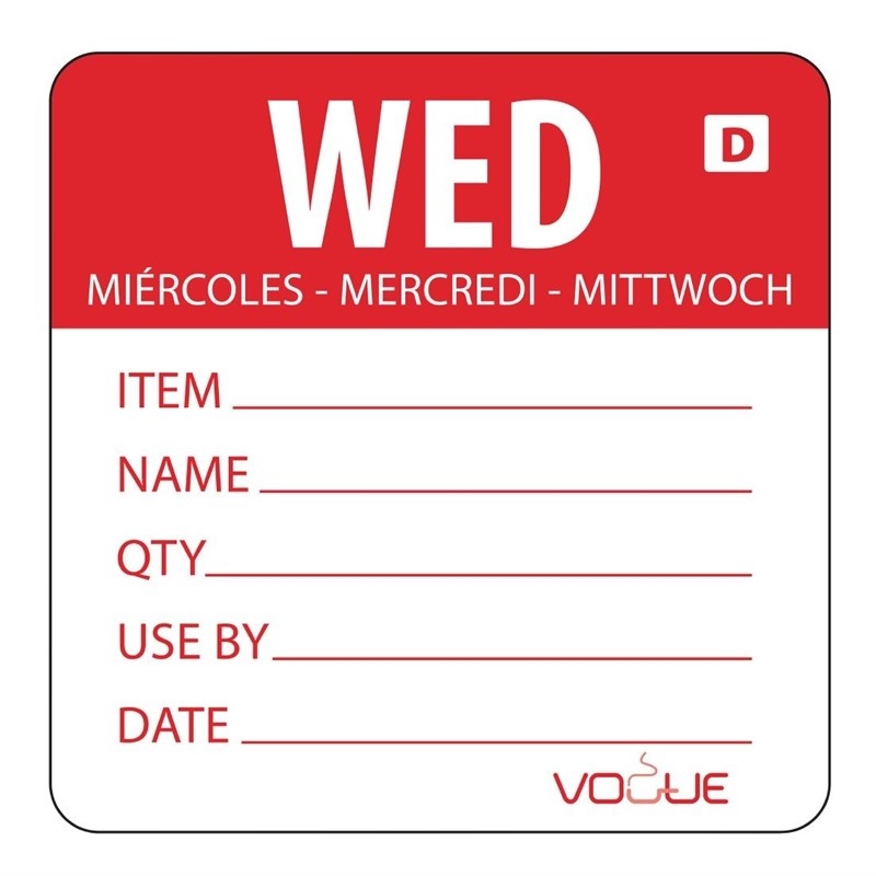 Vogue Vogue oplosbare kleurcode voedseletiketten woensdag