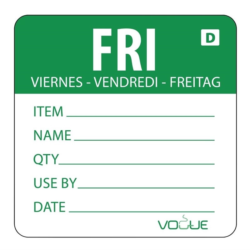 Vogue Vogue oplosbare kleurcode voedseletiketten vrijdag