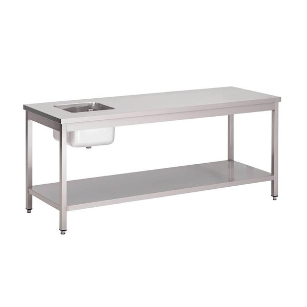 Gastro-M Gastro M RVS cheftafel met onderblad | 85x160x70cm