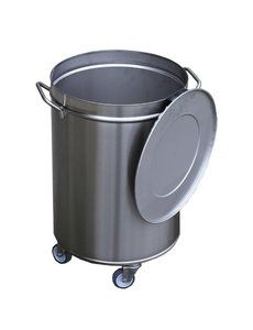 Gastro-M Afvalemmer op wielen met deksel RVS | 50 liter