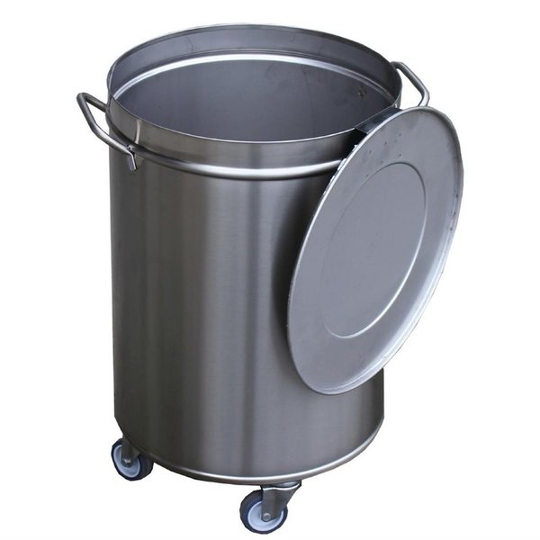 Gastro-M Gastro M Afvalemmer op wielen met deksel RVS 50 liter  | 60,5(h) x 40(Ø)cm