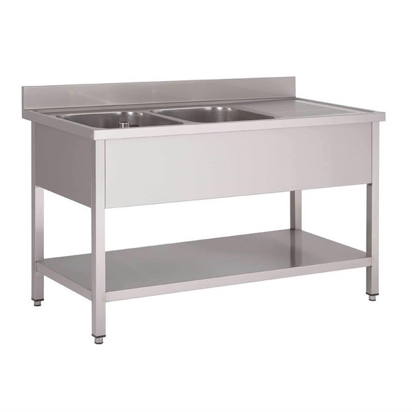 Gastro-M Gastro M RVS spoeltafel 2 spoelbakken links | 160x70cm