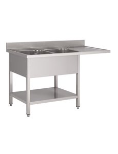 Gastro-M RVS spoeltafel met ruimte voor vaatwasser | 160x70cm