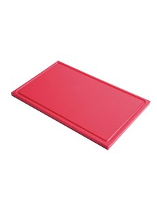 Gastro-M GN1/2 HDPE snijplank met sapgeul rood | 265x325 mm.