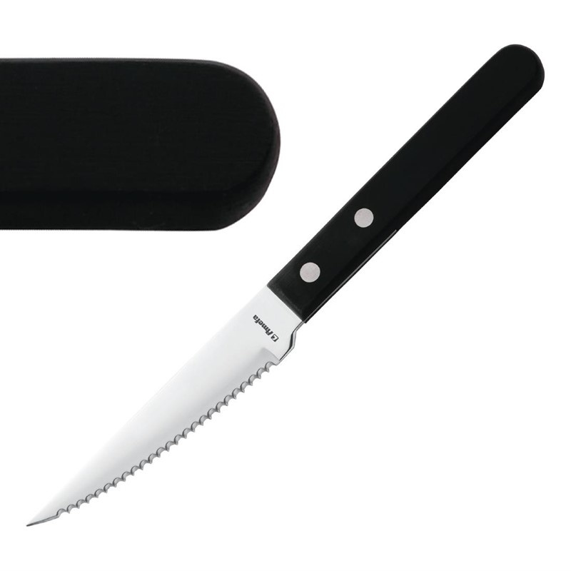 Amefa Steakmes met zwart heft 21 cm. | Per 12 stuks