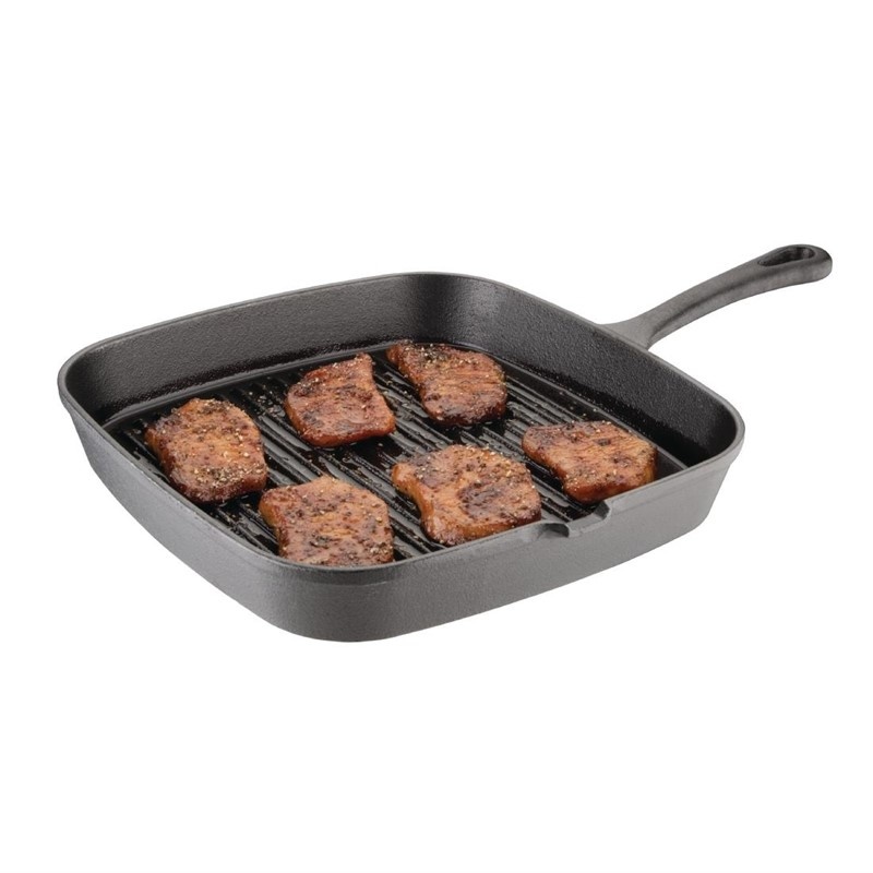 Vogue Vogue Gietijzeren pan geribbeld | 24x24cm | Zware kwaliteit, foto 2 van 5