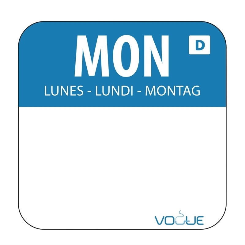 Vogue Vogue Oplosbare kleurcode voedseletiketten Maandag | 2x2 cm. | 1000 stuks