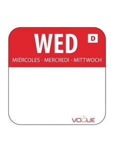 Vogue Oplosbare kleurcode voedseletiketten Woensdag | 2x2 cm. | 1000 stuks