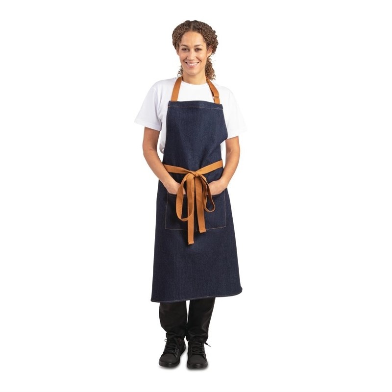 Whites Southside Halterschort Blauw Denim | Polyester/Katoen | 100(l) x 70(b)cm, foto 5 van 6