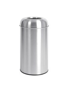 Bolero RVS bullet afvalbak open-top zilver 40 liter