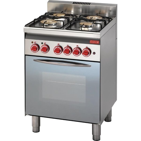 Gastro-M Gasfornuis net 4 branders grill en oven M 600  | 230V / 13.8GkW |  60x60xH85cm.