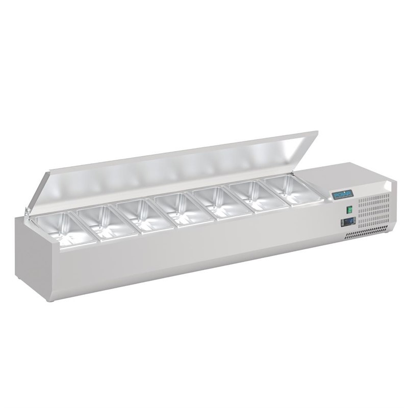 Polar Polar G-serie opzetkoelvitrine met deksel 7x GN 1/4