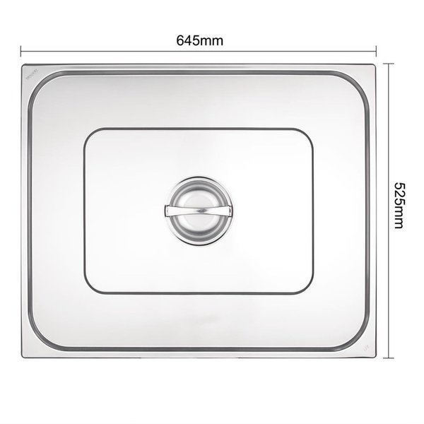 Vogue Vogue Gastronormdeksel RVS GN 2/1 - 645x525mm