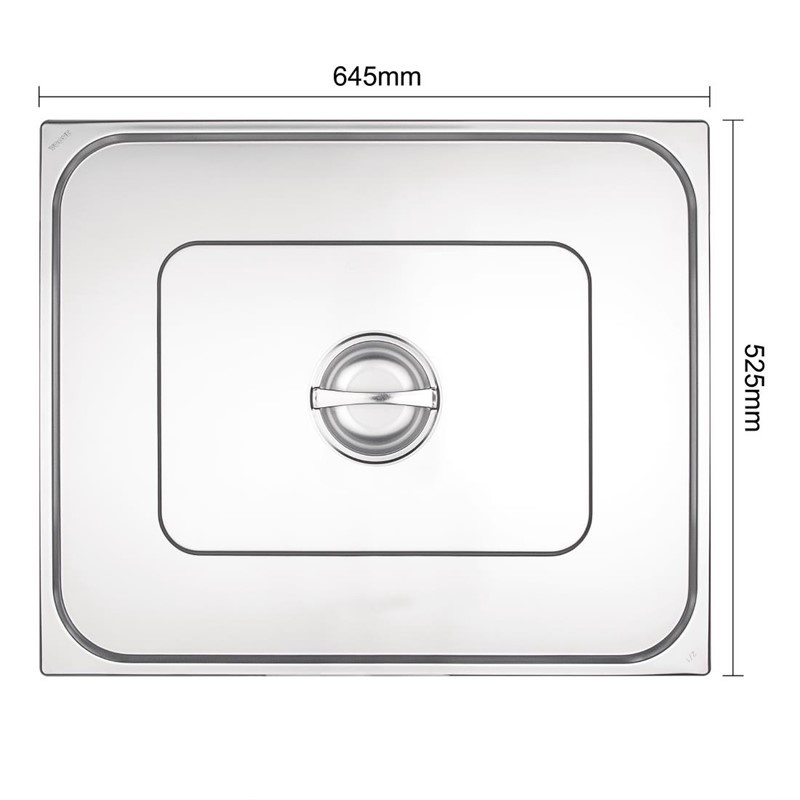 Vogue Vogue Gastronormdeksel RVS GN 2/1 - 645x525mm