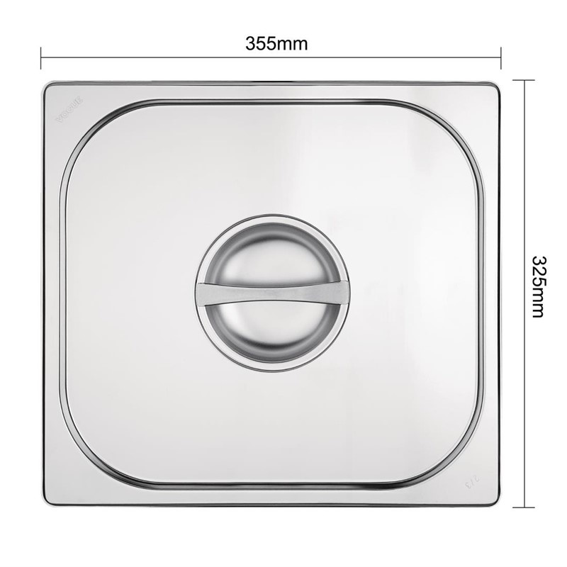 Vogue Vogue Gastronormdeksel RVS GN 2/3 - 355x325mm