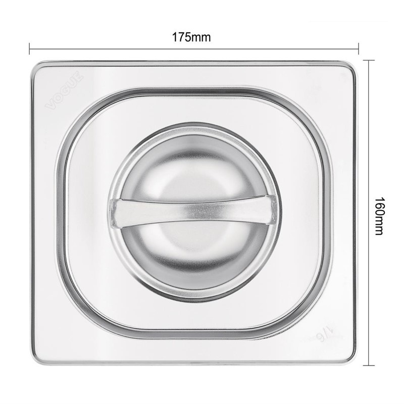 Vogue Vogue Gastronormdeksel GN1/6 RVS - 175x160mm