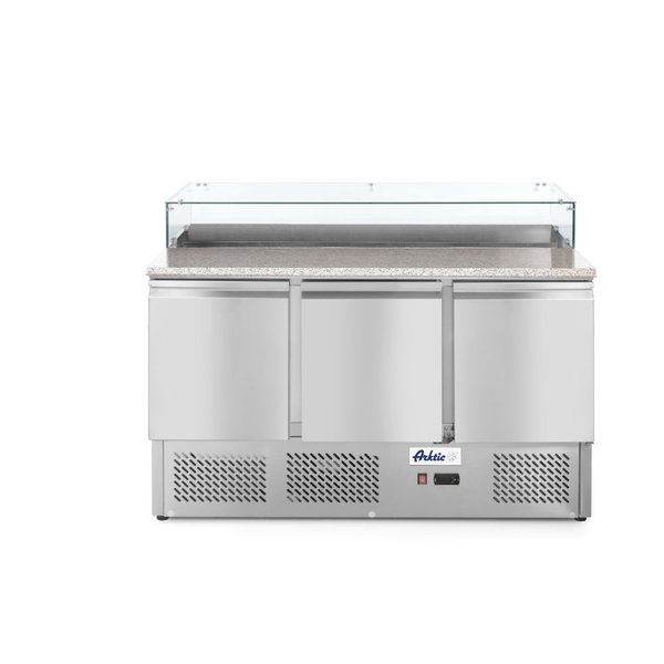 Arktic Hendi Pizzawerkbank met 3 deuren 380 liter | 1365x700xH1120mm