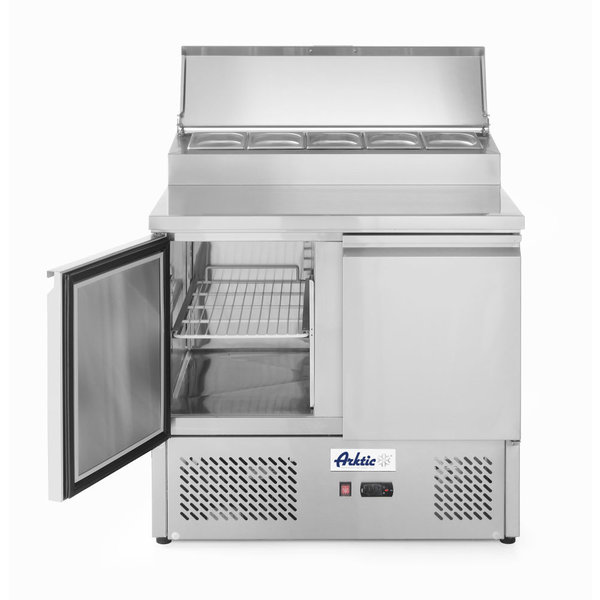 Arktic Saladette met 2 deuren en verhoogde GN vitrine 300L | -2/8˚C - 230V / 310W - R600a - 900x700x(H)1055mm