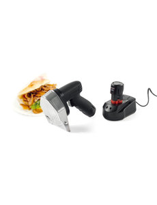 Hendi Kebabmes draadloos | Snijdikte tot 8 mm. | Incl. 2 messen glad en gekarteld Ø10 cm.