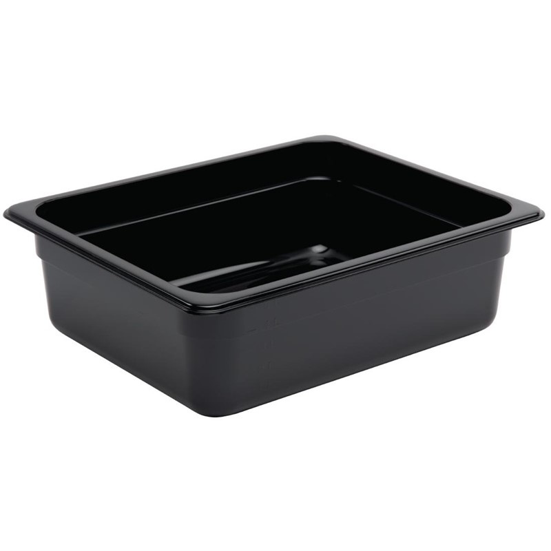 Vogue Vogue Polycarbonaat bak zwart GN 1/2 - 100mm | 325x265mm.