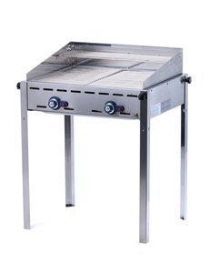 Hendi Green Fire gasbarbecue met 2 branders | 2x RVS GN1/1 Roosters | Slagersbarbecue | 11.6kW