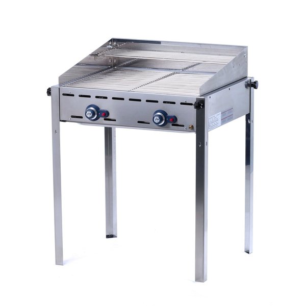 Hendi Green Fire Gasbarbecue met 2 Branders | 2x RVS GN1/1 Roosters | Slagersbarbecue | 11.6kW