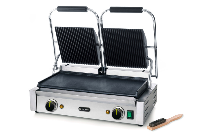 Hendi Hendi Dubbele Contactgrill | Glad - Geribd | 3600W | 570x370x(h)210 mm.