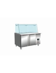 Saro Koelwerkbank met Glazen Top en 2 Deuren | SG 2070 |  314 Liter | 136x70x(H)139,5-145,5cm