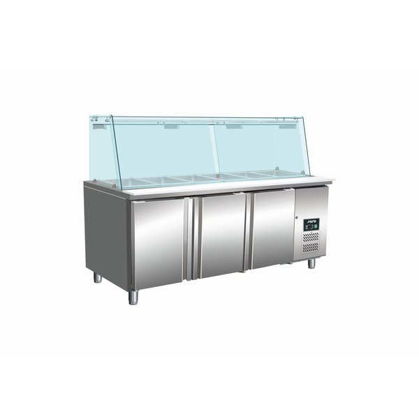 Saro Saro Koelwerkbank met Glazen Top en 3 Deuren | SG 3070 | 456 Liter | 179,5x70x(H)139,5-145,5cm