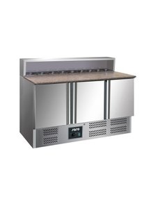 Saro Pizzawerkbank met 3 deuren en granieten werkblad |  +2 / +8 °C |  136,5x70x(H)109cm