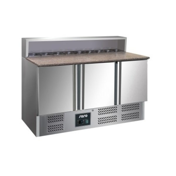 Saro Saro Pizzawerkbank met 3 deuren en granieten werkblad |  +2 / +8 °C |  136,5x70x(H)109cm