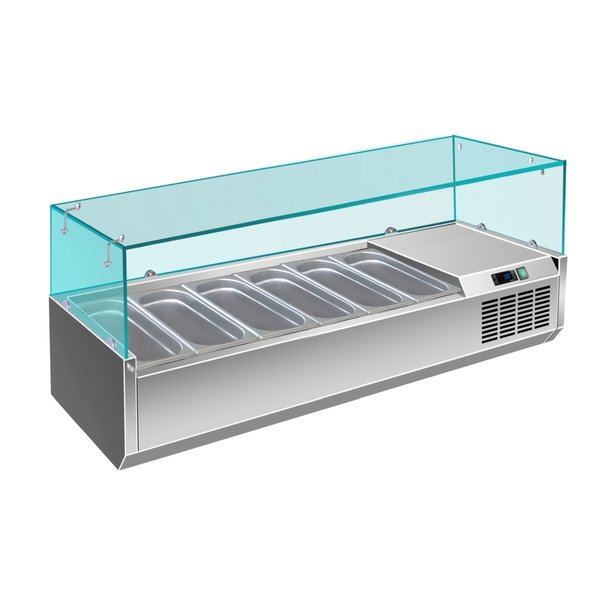 Saro Saro Opzetkoelvitrine met Glas | 6x GN1/3 | 150x39,5x(H)43,5cm