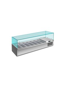 Saro Opzetkoelvitrine met Glas | 7x GN1/3 | 160x39,5x(H)43,5cm