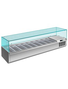 Saro Opzetkoelvitrine met Glas | 9x GN1/3 | 200x39,5x(H)43,5cm