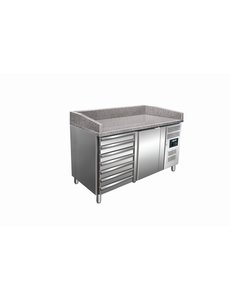 Saro Pizza koelwerkbank met 1 deur en 7 lades | 221 Liter | +2 / +8 °C | 515x80x(H)103-109cm