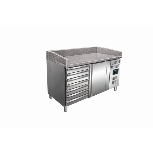 Saro Saro Pizza koelwerkbank met 1 deur en 7 lades | 221 Liter | +2 / +8 °C | 515x80x(H)103-109cm