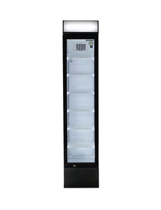 Gastro-Cool Display koelkast met glazen deur Slimline zwart | 39x44,6xH190,5cm