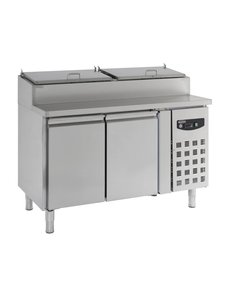 Combisteel Saladette met 2 deuren en met klapdeksel 6x GN1/3 | 1360x700xH1085mm.