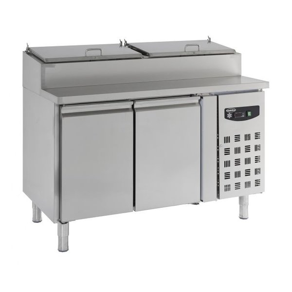 Combisteel Saladette met 2 deuren en met klapdeksel 6x GN1/3 | 1360x700xH1085mm.