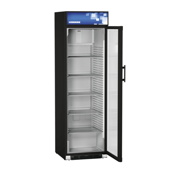 Liebherr Display koelkast met glazen deur blackline 412 Liter | +2°C tot +12°C |  60x69xH201 cm.