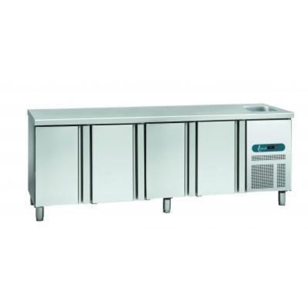 Tefcold Werkbankkoeling met 4 deuren en wasbakje  535 L |  2542x600xH850mm.