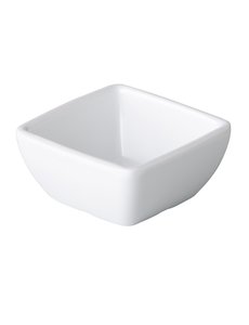  Gebogen vierkant bakje wit melamine | 6.3x6.3xH3cm.