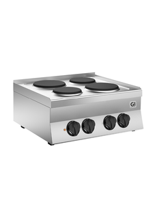 Gastro-Inox Kooktoestel met 4 kookplaten Ø220mm. 650 HP | 400V / 8.2kW | 700x650xH295mm.