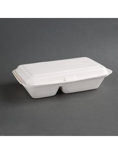 Fiesta Green Composteerbare bagasse voedseldozen 2 compartimenten (200 stuks)