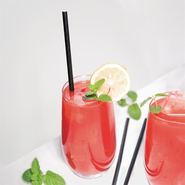 Fiesta Green Composteerbare papieren rietjes 21 cm. zwart  | Individueel verpakt | 250 stuks