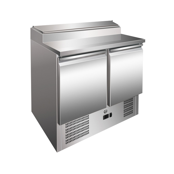 Gastro-Inox Saladette met 2 deuren en klapdeksel  5x GN1/6 | 900x700xH1010mm.