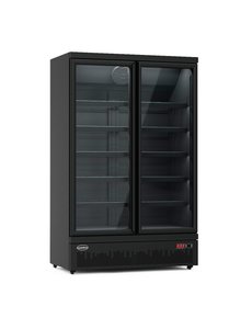 Combisteel Display koelkast met 2 glazen deuren 1000 liter zwart | 1253x710xH1997mm.
