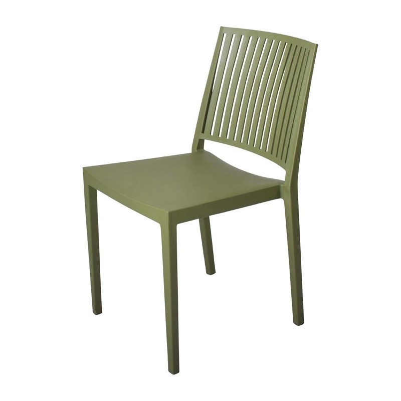 Chef Works Baltimore stapelbare polypropyleen stoelen olijfgroen (4 stuks)