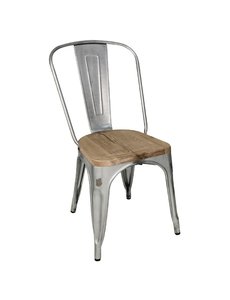 Bolero Bolero Bistro gegalvaniseerd stalen stoelen met houten zitting (4 stuks)