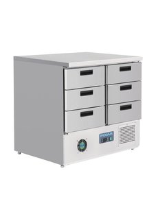 Polar Koelwerkbank met 6 laden 240 liter | +2°C tot +5°C | 88Hx90x70cm.